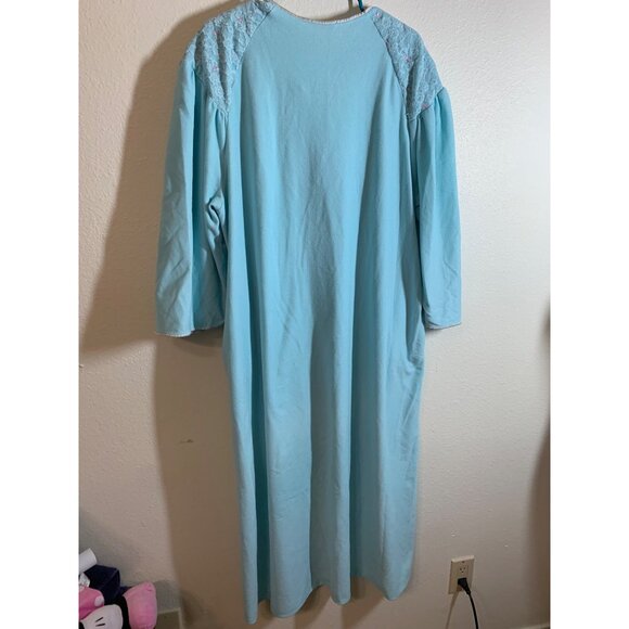 Vintage Vanity Fair Granny Style Felt Robe Blue Womans Size XXL LS10 - Picture 4 of 9
